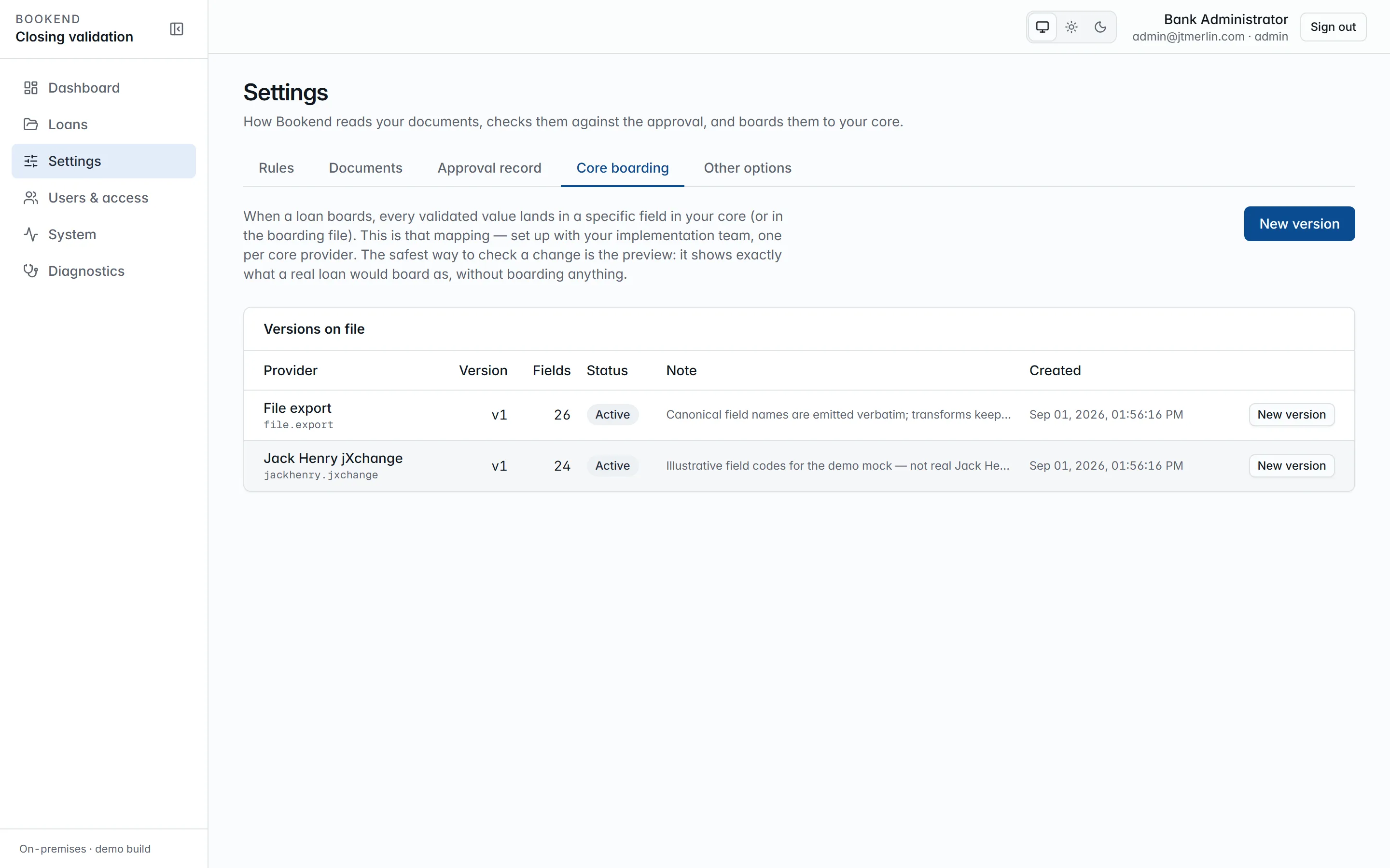 Core field maps: the seeded maps with their entries from canonical fields to core fields.