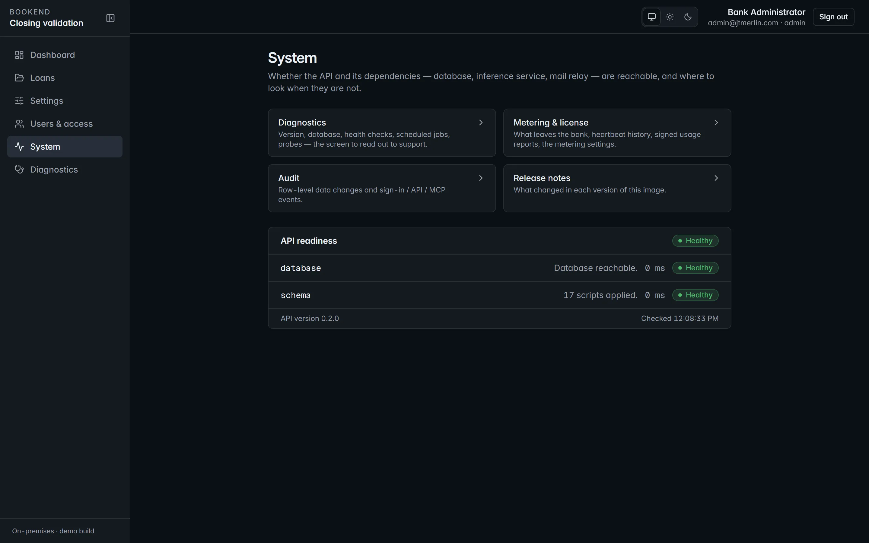The System page with the MCP connection snippet ready to copy.
