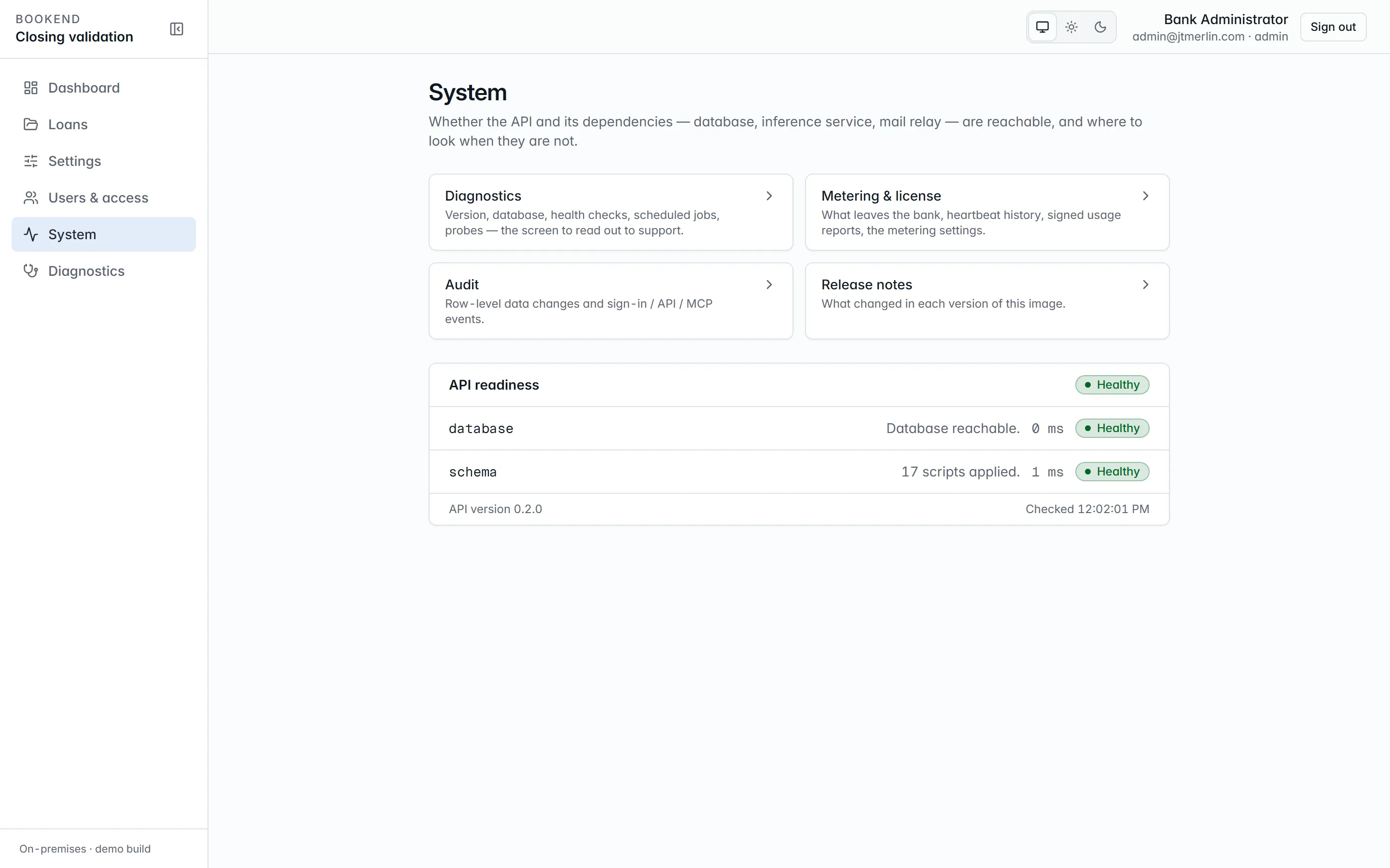 The System page with the MCP connection snippet ready to copy.
